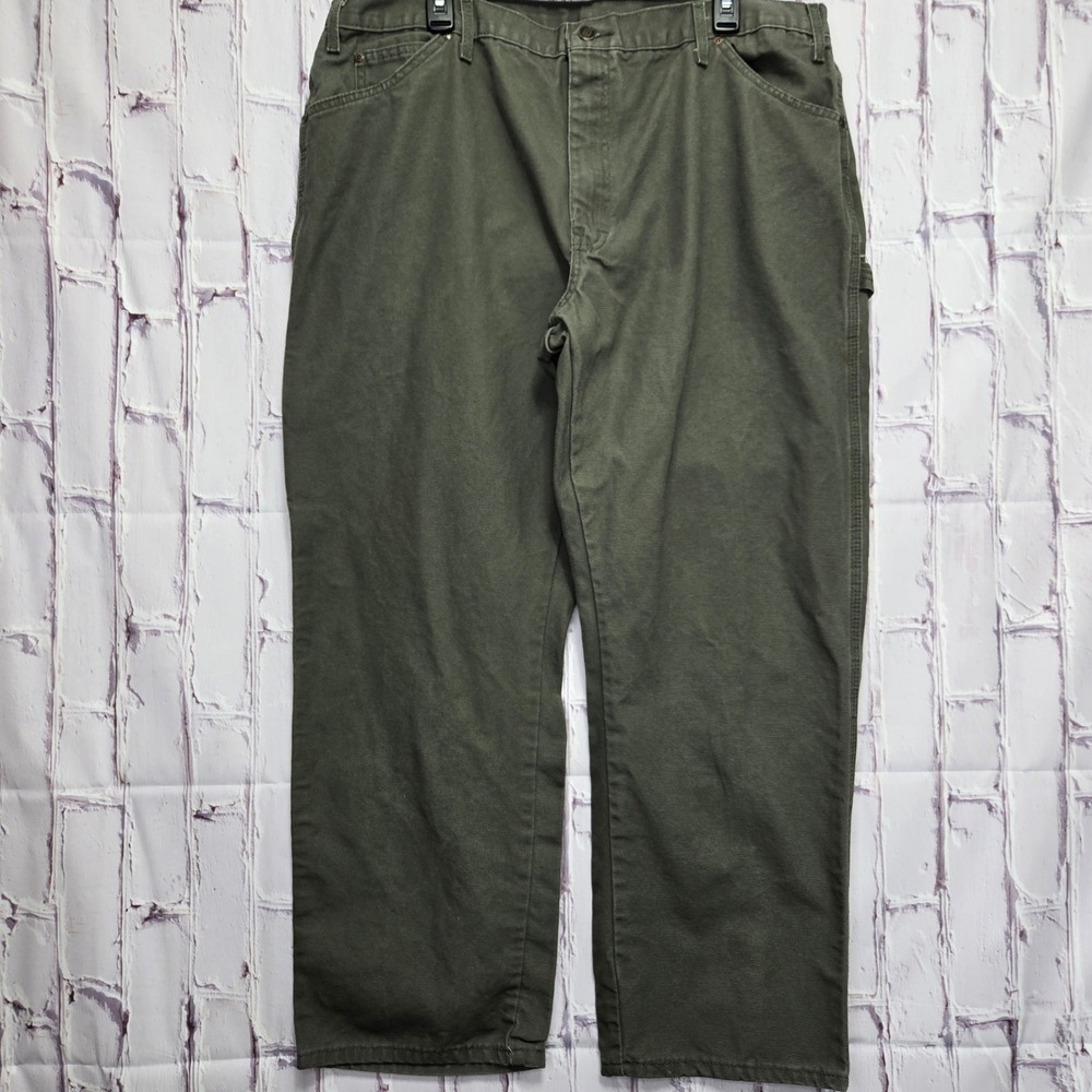 Dickies 1939RMS Moss Green Relaxed Fit Carpenter Pants Mens 40x30 Cotton Canvas